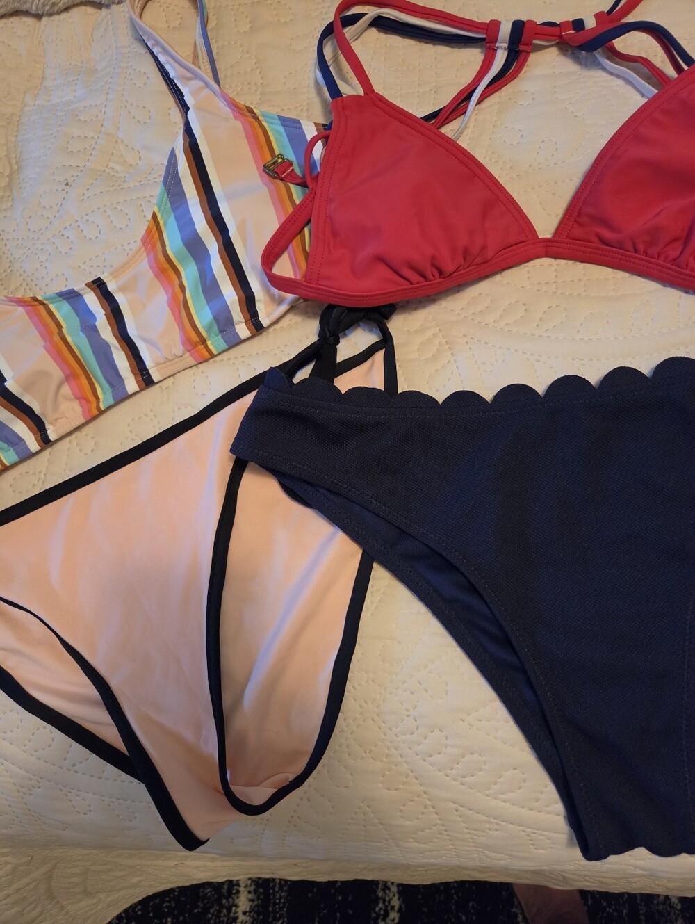 2 For 1 Bikinis Womens' Rainbow Stripe Bikini One-Piece - Multicolor